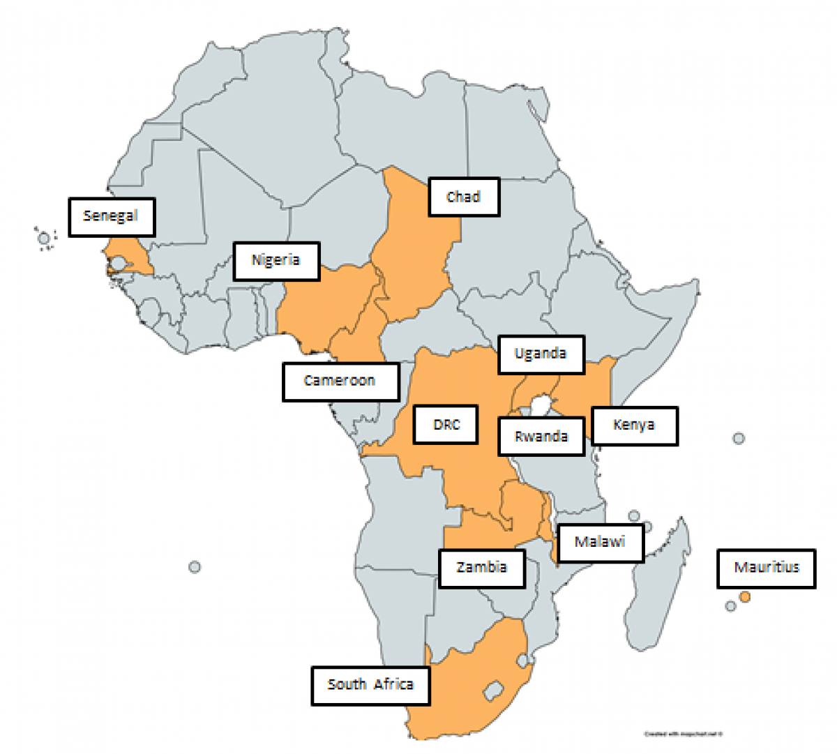 Carte présentant les pays ayant envoyé des candidatures